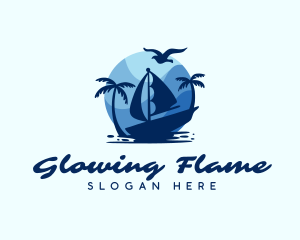 Blue Tropical Sailboat logo design