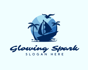 Blue Tropical Sailboat logo design