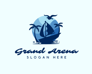 Blue Tropical Sailboat logo design