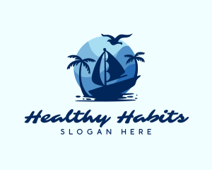 Blue Tropical Sailboat logo design