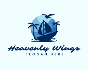 Blue Tropical Sailboat logo design