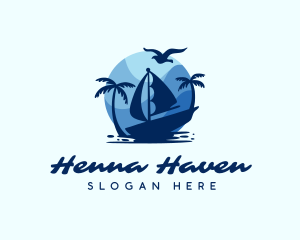 Blue Tropical Sailboat logo design