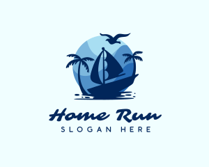 Blue Tropical Sailboat logo design