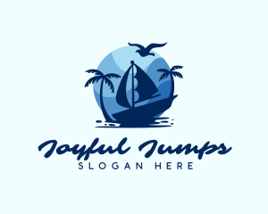 Blue Tropical Sailboat logo design