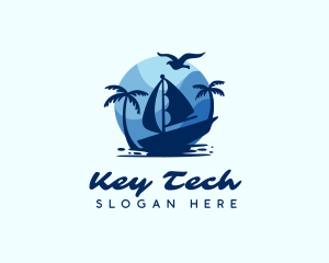 Blue Tropical Sailboat logo design