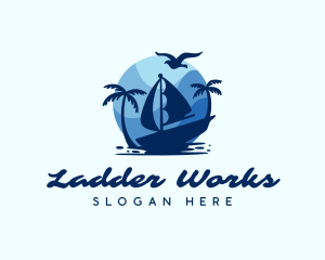 Blue Tropical Sailboat logo design