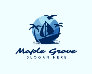 Blue Tropical Sailboat logo design