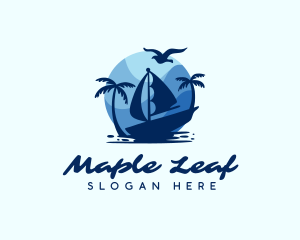 Blue Tropical Sailboat logo design