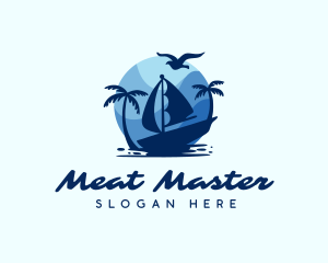 Blue Tropical Sailboat logo design