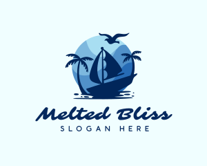 Blue Tropical Sailboat logo design