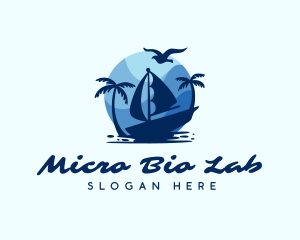 Blue Tropical Sailboat logo design