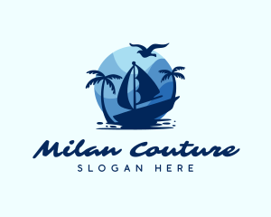 Blue Tropical Sailboat logo design