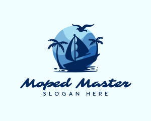 Blue Tropical Sailboat logo design