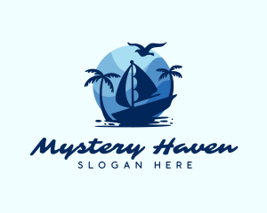 Blue Tropical Sailboat logo design