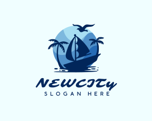 Blue Tropical Sailboat logo design