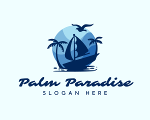 Blue Tropical Sailboat logo design