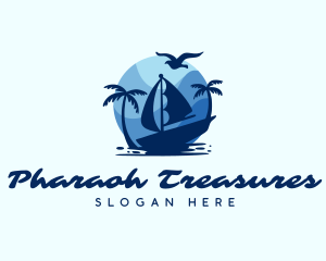 Blue Tropical Sailboat logo design