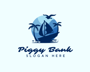 Blue Tropical Sailboat logo design