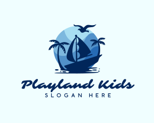 Blue Tropical Sailboat logo design