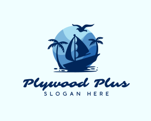 Blue Tropical Sailboat logo design