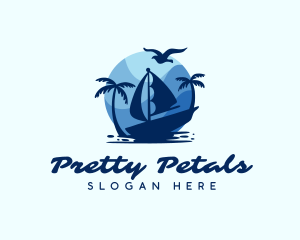 Blue Tropical Sailboat logo design