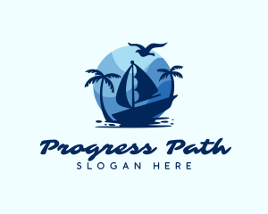 Blue Tropical Sailboat logo design