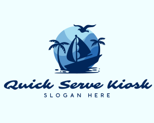 Blue Tropical Sailboat logo design