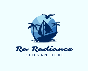 Blue Tropical Sailboat logo design