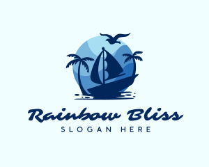 Blue Tropical Sailboat logo design