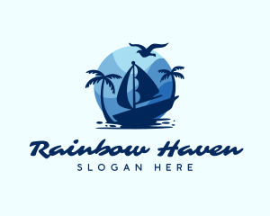 Blue Tropical Sailboat logo design