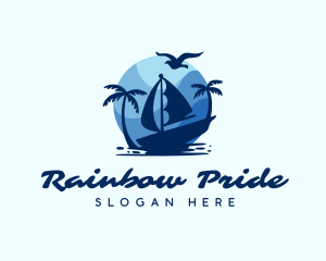 Blue Tropical Sailboat logo design