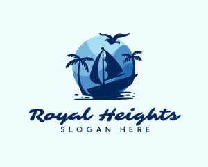 Blue Tropical Sailboat logo design