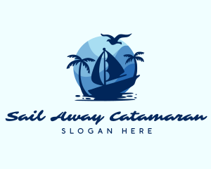 Blue Tropical Sailboat logo design