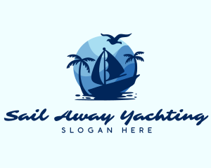 Blue Tropical Sailboat logo design