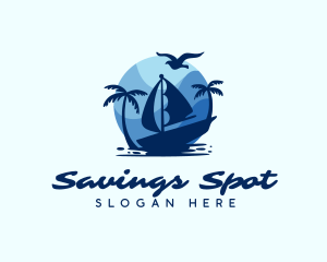 Blue Tropical Sailboat logo design