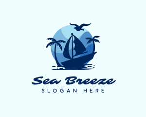Sailboat - Blue Tropical Sailboat logo design