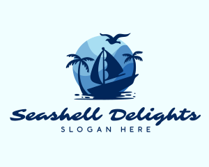 Blue Tropical Sailboat logo design