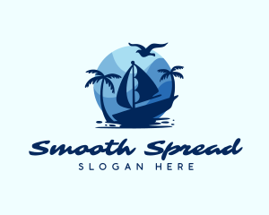 Blue Tropical Sailboat logo design