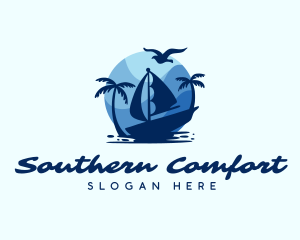 Blue Tropical Sailboat logo design