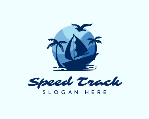 Blue Tropical Sailboat logo design