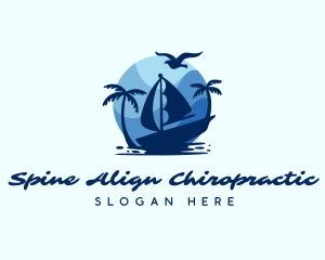 Blue Tropical Sailboat logo design