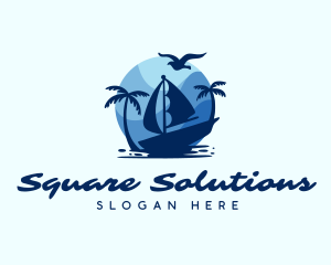 Blue Tropical Sailboat logo design