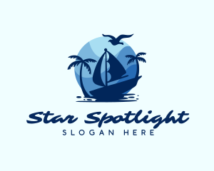 Blue Tropical Sailboat logo design