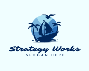 Blue Tropical Sailboat logo design