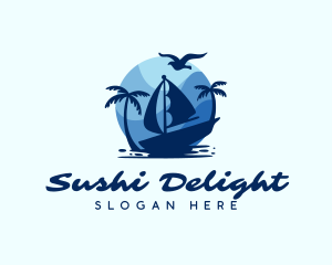 Blue Tropical Sailboat logo design