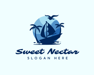 Blue Tropical Sailboat logo design