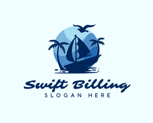 Blue Tropical Sailboat logo design