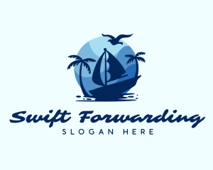 Blue Tropical Sailboat logo design