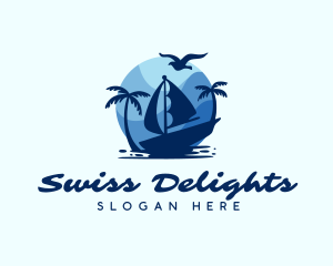 Blue Tropical Sailboat logo design