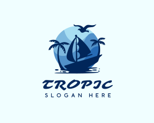 Blue Tropical Sailboat logo design